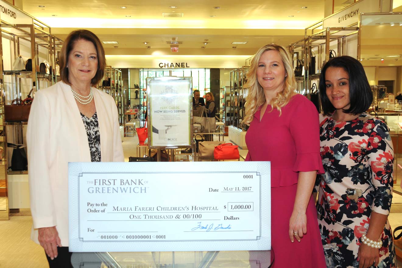 First Bank of Greenwhich check and team with donation check of one thousand dollars to Maria Fareri Children’s Hospital