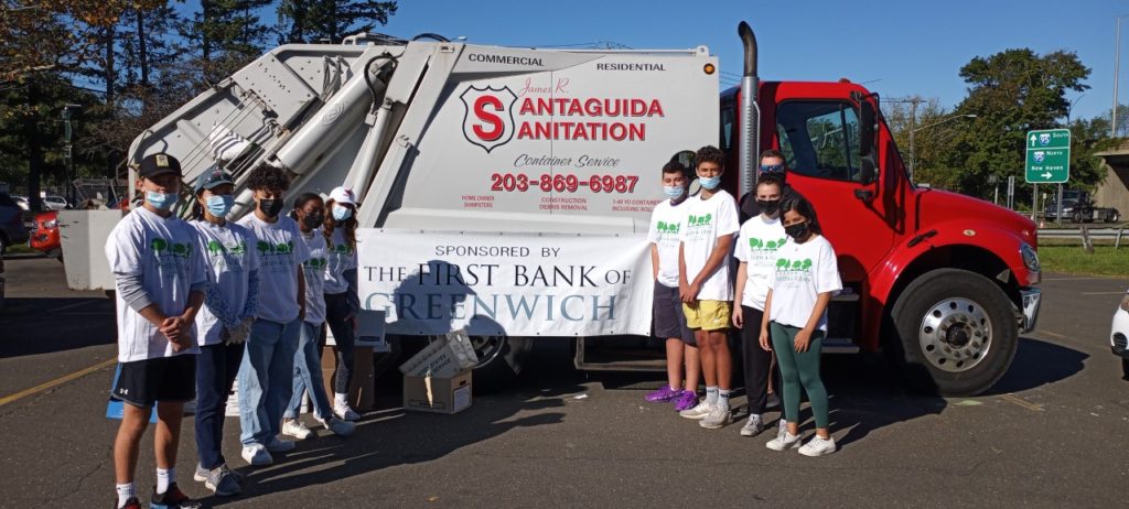 Sanitation truck and team from Paper Shredding Event 2022 sponsorded by the First Bank of Greenwich