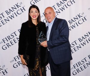 Sarah Bamford with Frank Gaudio and her Infi Award