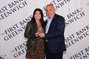 Asya Geller with Frank Gaudio and her Infi Award