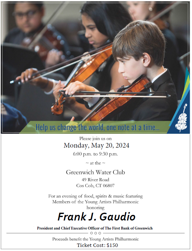 Invitation to the Young Artists Philharmonic annual benefit gala