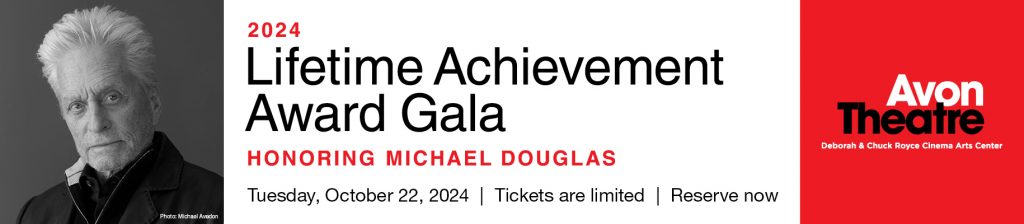 Image of a ticket banner advertising the Lifetime Achievement Award Gala at the Avon Theater.