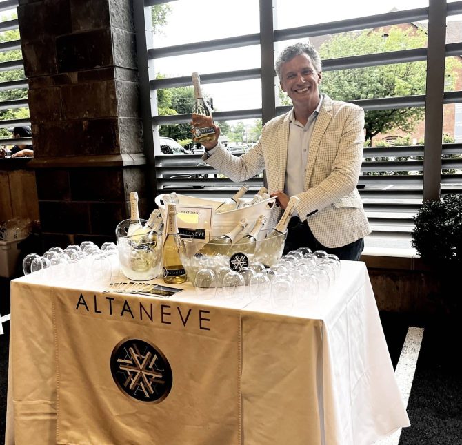 David S. Noto, Owner and Producer of Altanave Prosecco that is sold at Randy’s Wines & Spirits in Cos Cob whose product was very popular with guests at the event. (Photo by Liz Leamy)