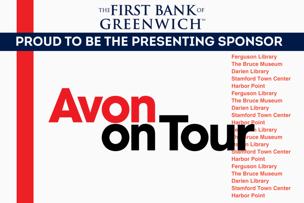 Image showing the bank's logo and a banner reading "PROUD TO BE THE PRESENTING SPONSOR" above the Avon on Tour logo. a list of film screening locations sits on the right side of the image.